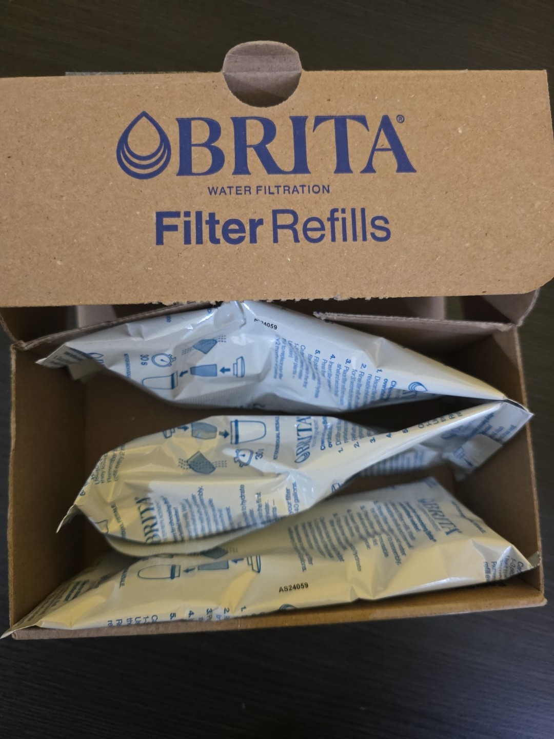 NIB BRITA Refillable Water Filtration System Filter Refills 3 Count Free Ship