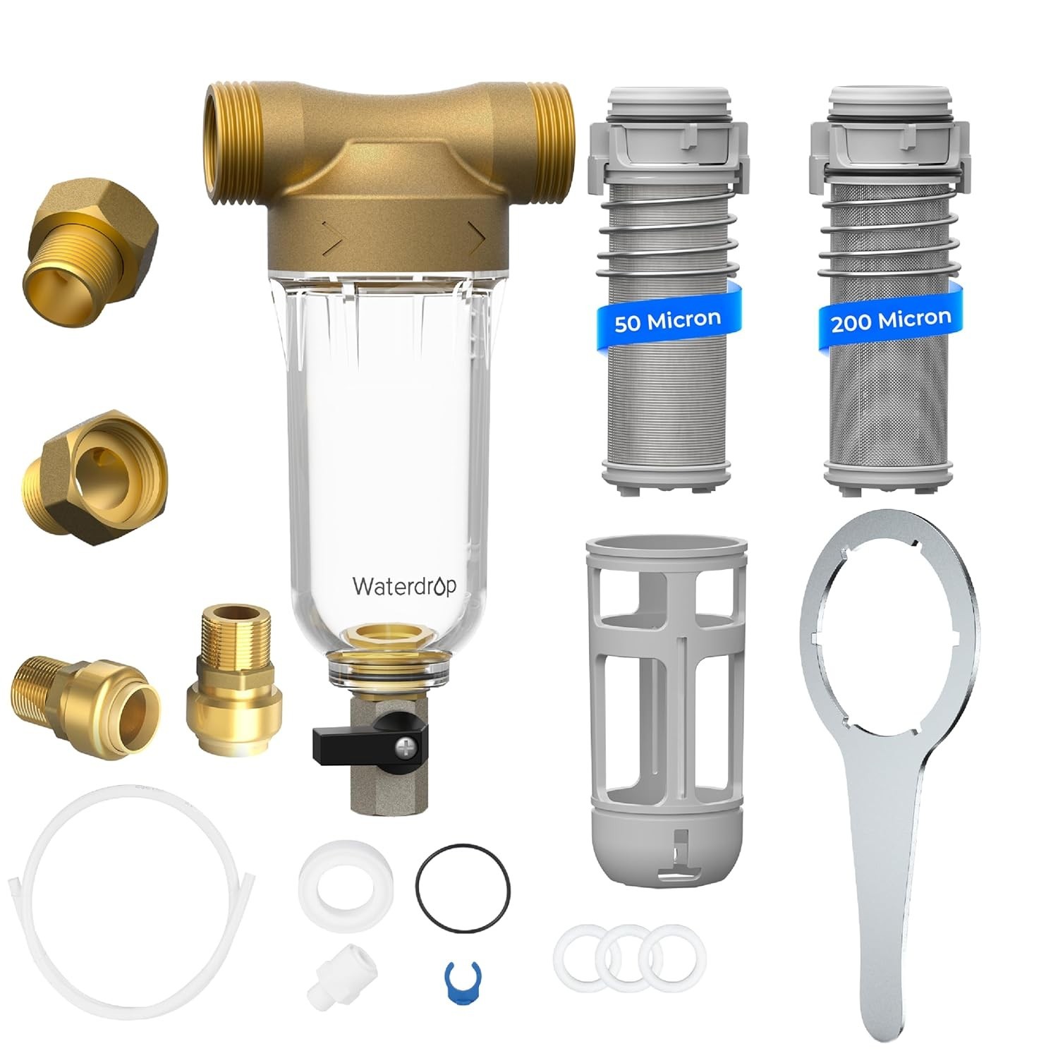 Waterdrop Spin Down Sediment Filter, 50 Micron+200 Micron, Traps Sand, BPA Free