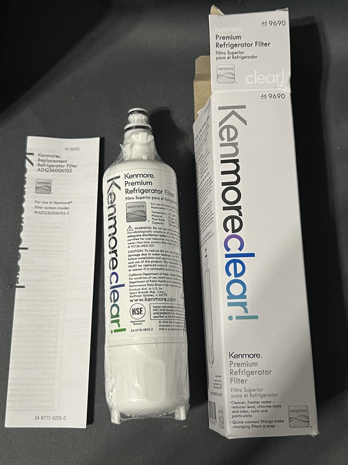 9690 KENMORE 469690 KenmoreClear Refrigerator Water Filter LG LT700P + (4 Pack)