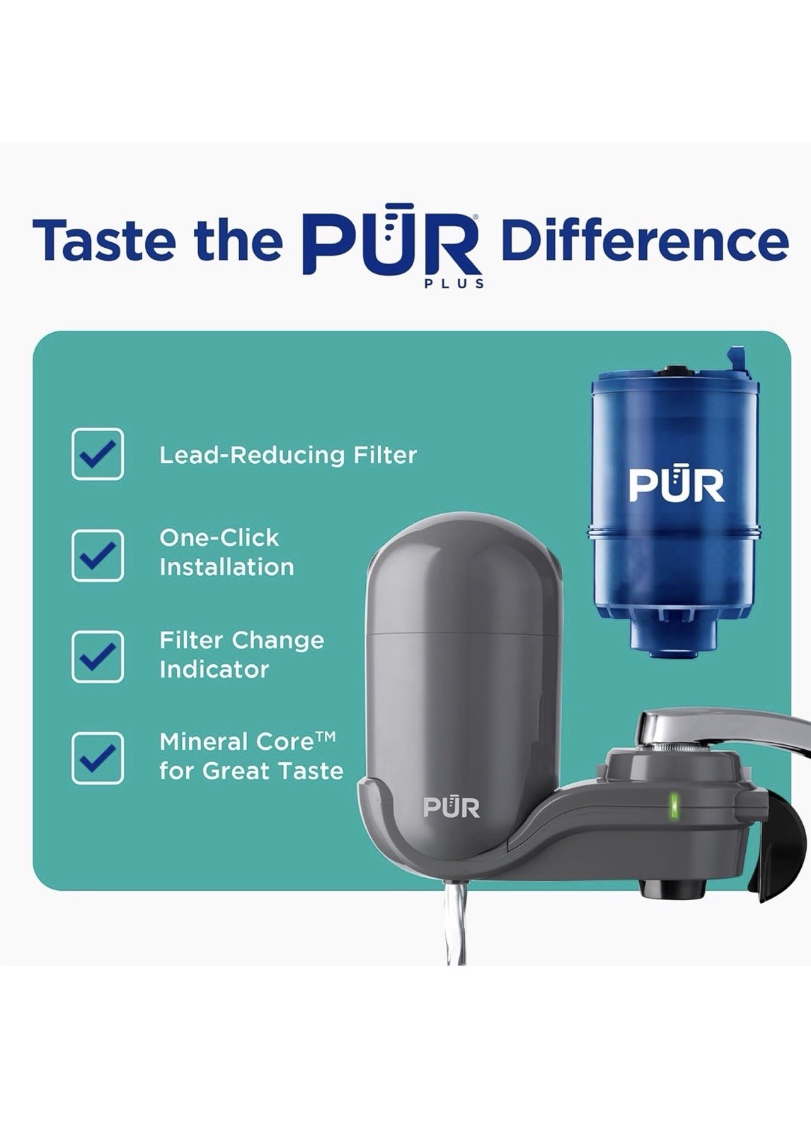 PUR PLUS Faucet Filtration System – Gray, Vertical, FM-2500V **no Filter**