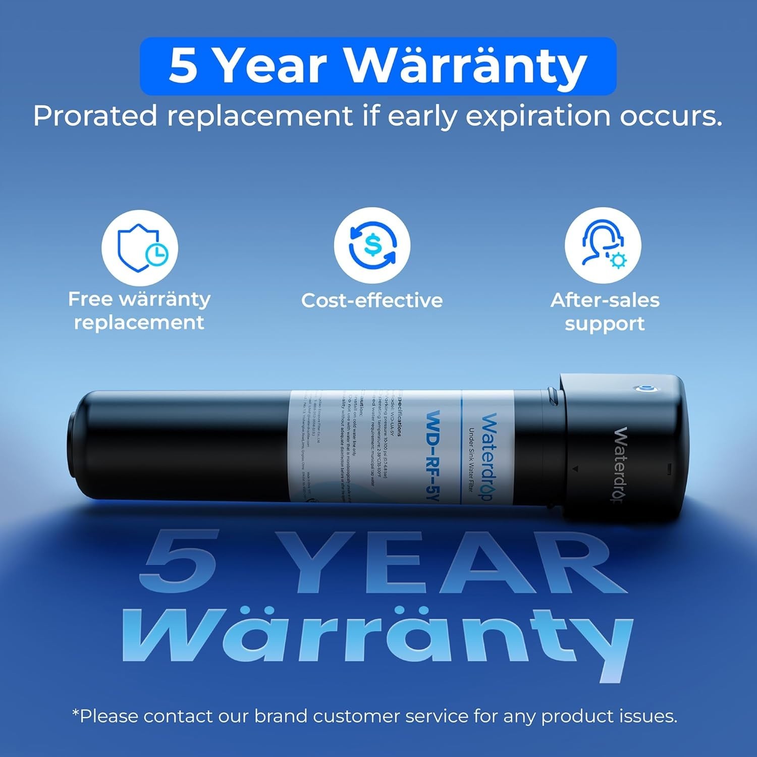 Waterdrop UA-5Y 5-Year Under Sink Water Filter System, Ultra Long Life