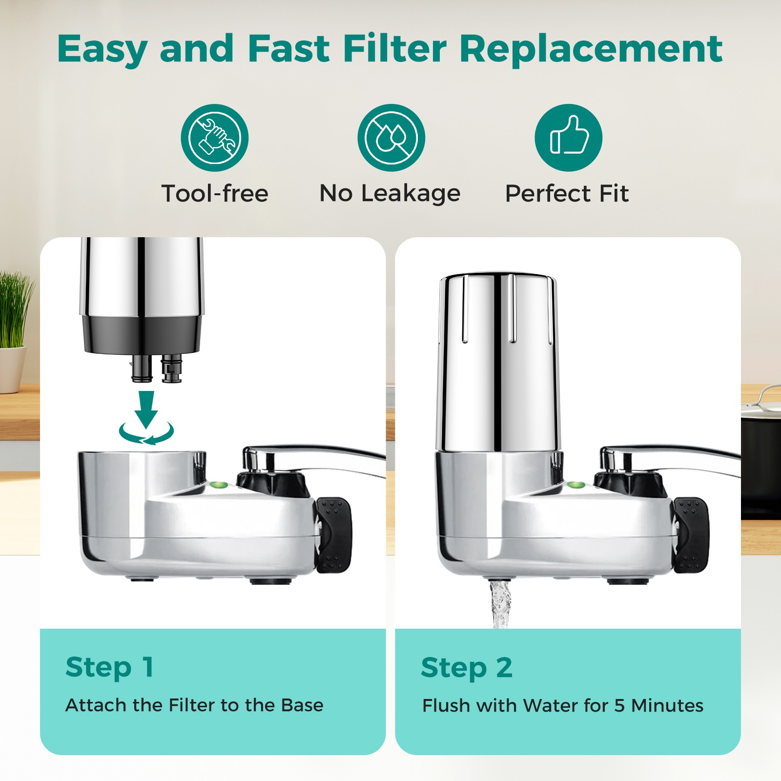 2-PCS FF-100 Brita Faucet Filter for Brita FR-200 36311 36312 Chrome Finish US