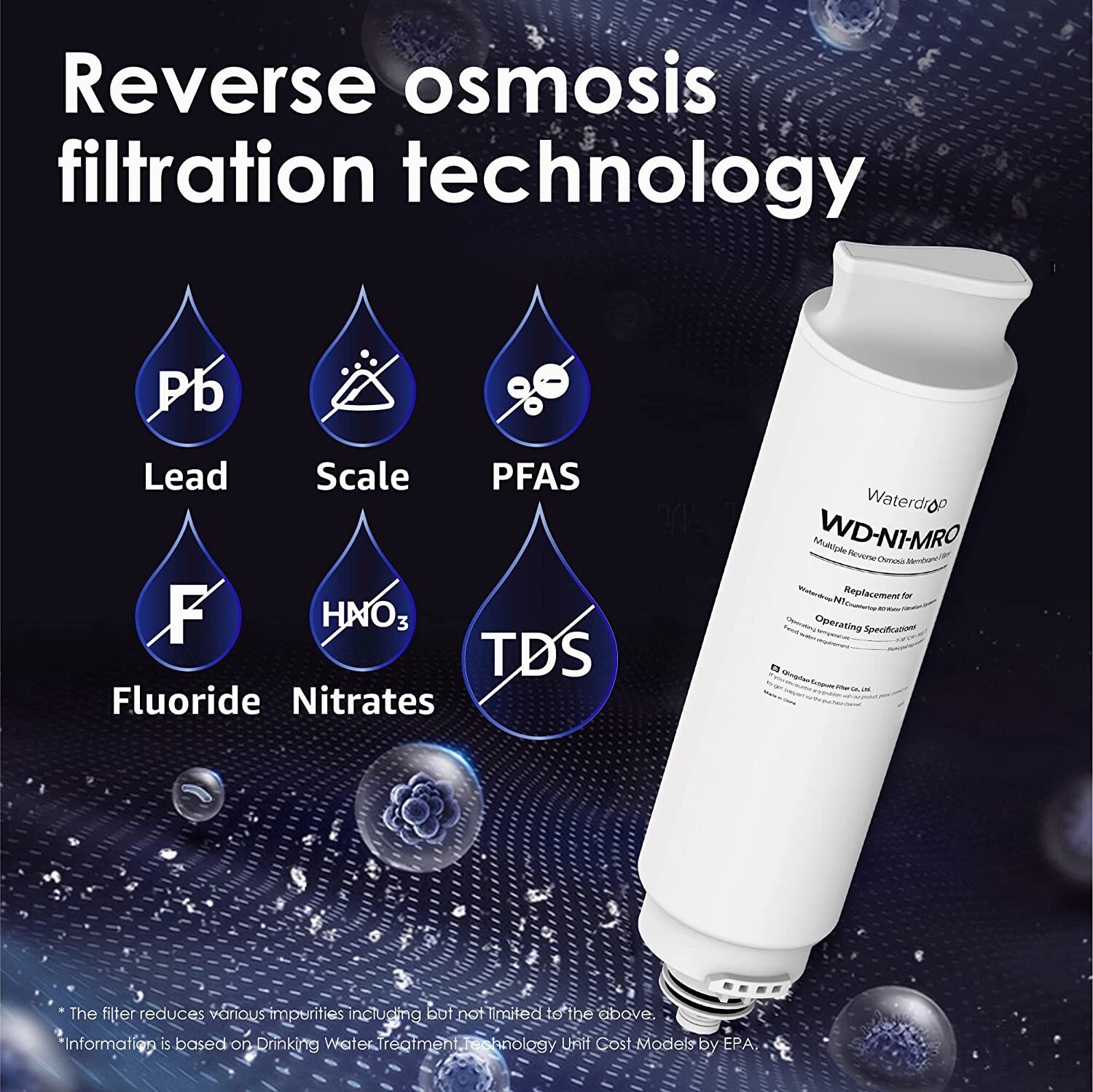 Waterdrop WD-N1-MRO Filter, Replacement for WD-N1-W RO Water Filtration System