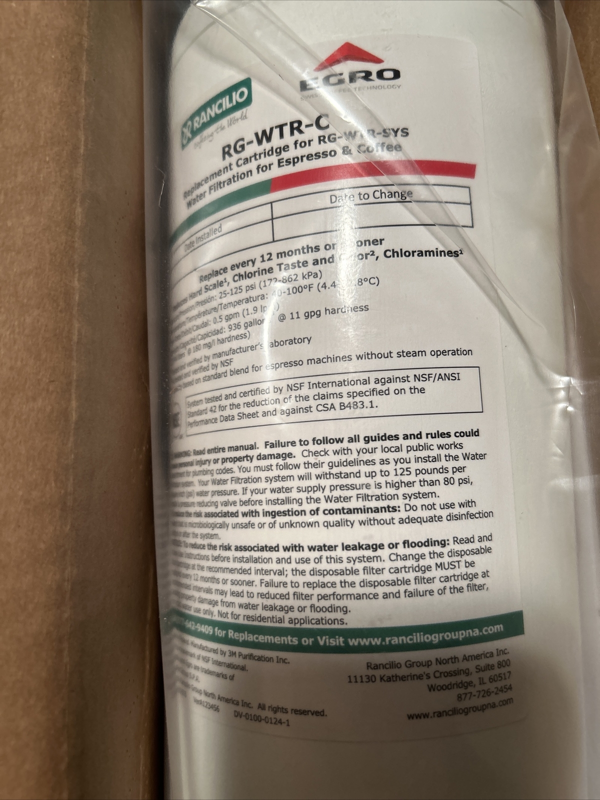 Rancilio Water Filter Cartridge 98-RG-WTR-C