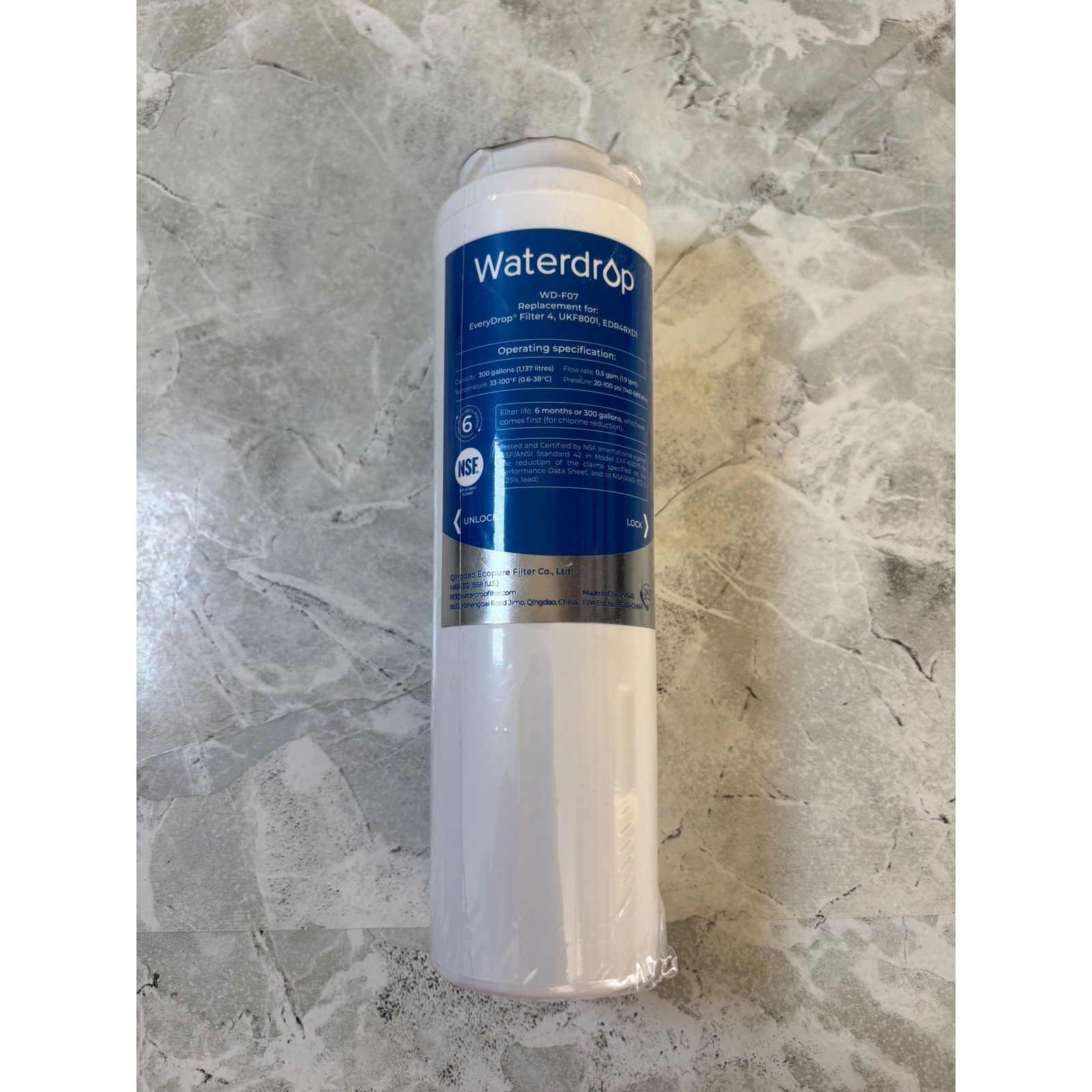 Waterdrop WD-F07 Refrigerator Water Filter Replacement for EveryDrop Filter