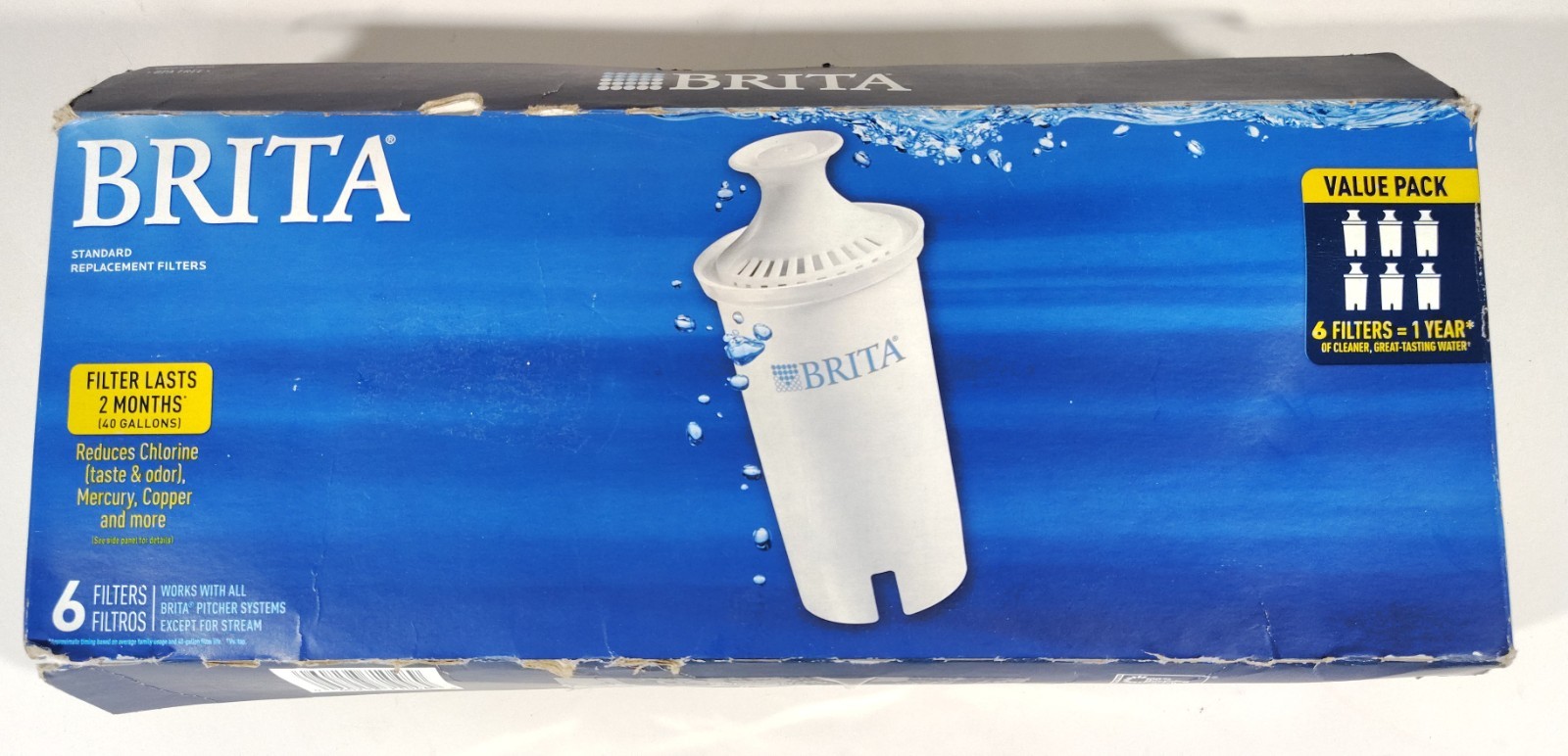 6 Pack New Brita Standard Replacement Water Filters 0B03 Open Box