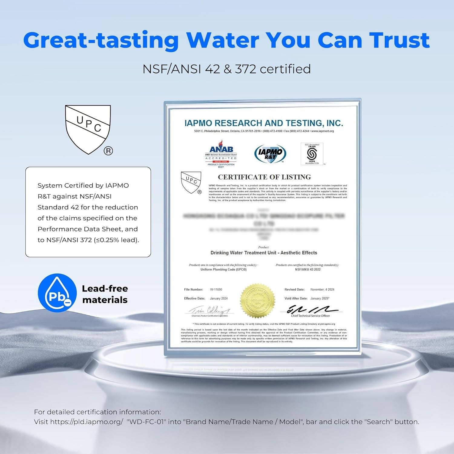 Waterdrop Faucet Water Filter, Fits Standard Faucets, NSF Certified