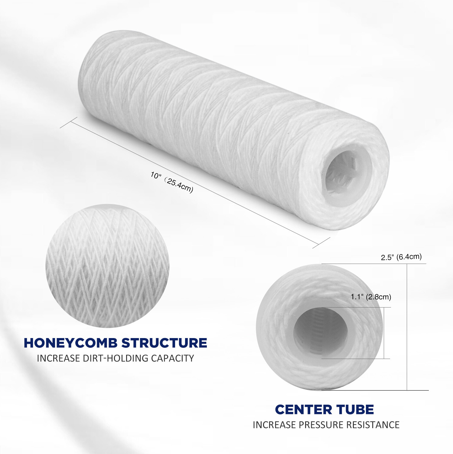 25 Pack 2.5×10 Inch Whole House String Wound Sediment PP Water Filter 20 Micron