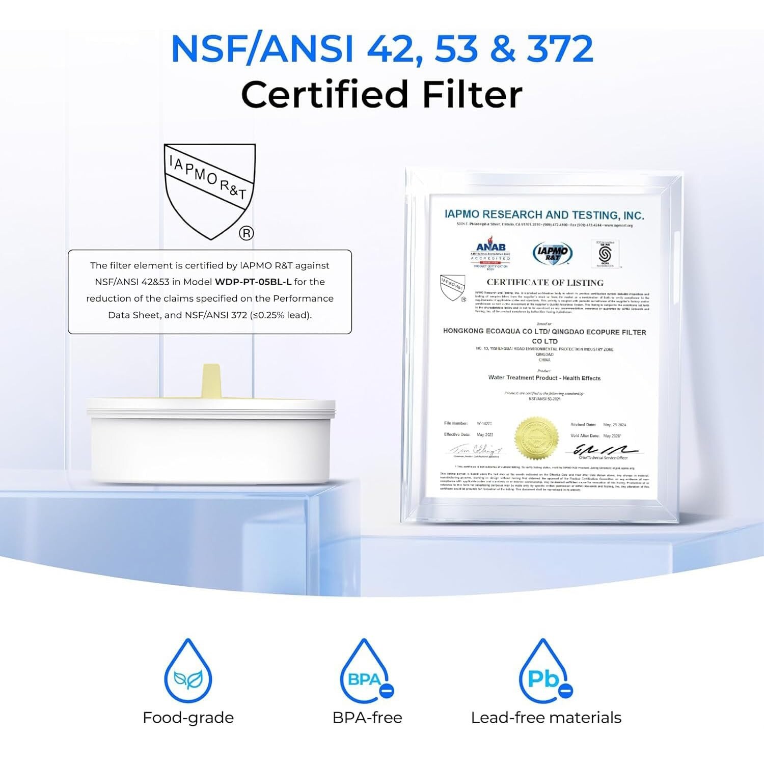Waterdrop Glass Water Filter Pitcher with 1 Filter, Eco-Friendly