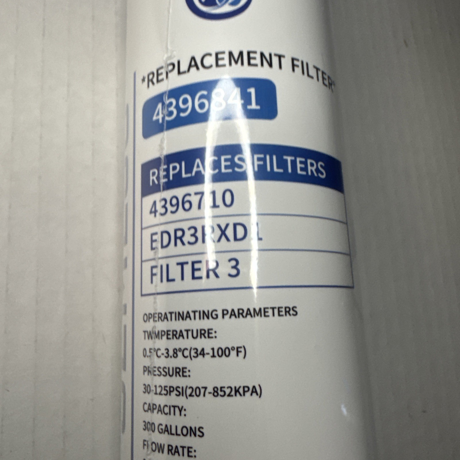 Water H20 4396841 *4396710 Filter 3 EDR3RXD1 Semeso. Sealed.
