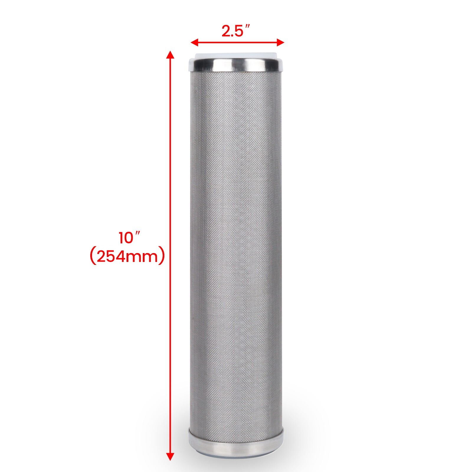 Amwater 304 Stainless Steel Wire Mesh Filter Cartridge 10″x2.5″ 100μm