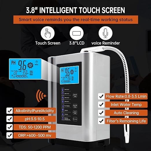 MULTIFUNCTIONAL WATER Ionizer PH 2.8-11 LCD Touch Control Alkaline Acidic