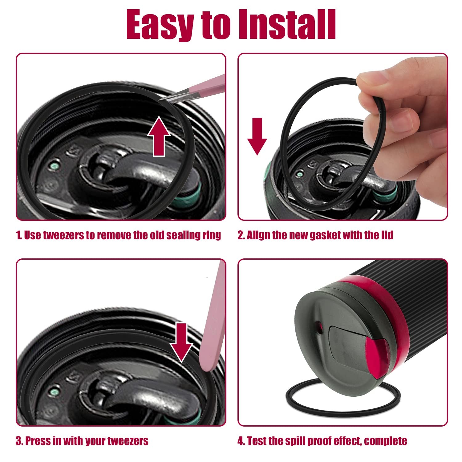 4pcs Replacement Rubber Lid Seals Compatible with 16 & 20 oz Contigo…