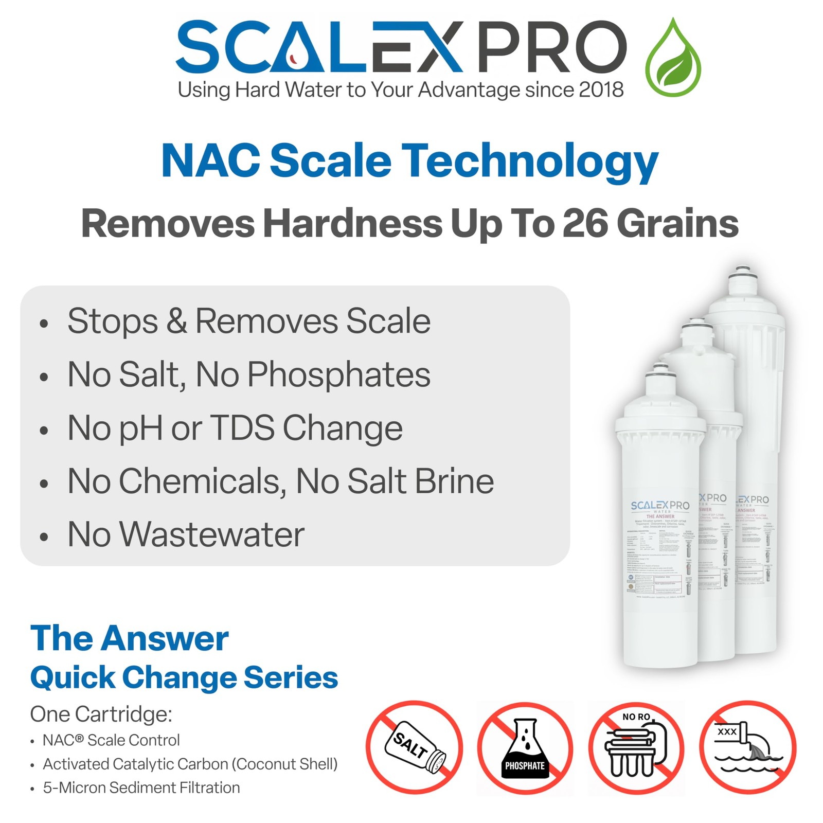 The Answer 10in Hard Water Scale Prevention Filter – Salt-Free NAC Technology…