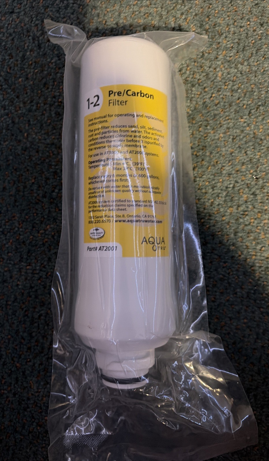 AquaTru 1-2 Pre/Carbon Water Filter AT2001 Aqua Tru