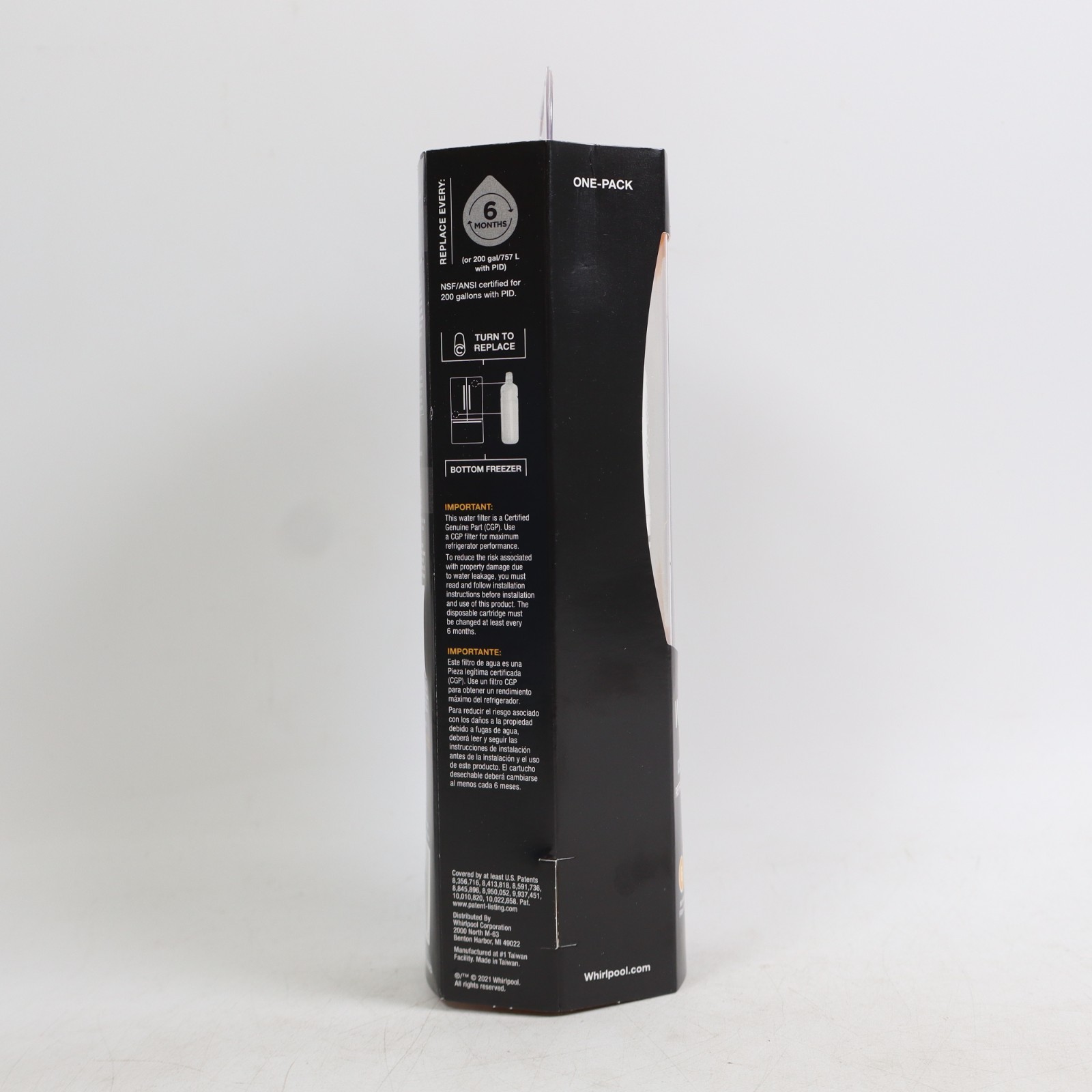 Whirlpool WHR2RXD1 Ice, Orange Refrigerator Water Filter 2-WHR2RXD1 Genuine OEM