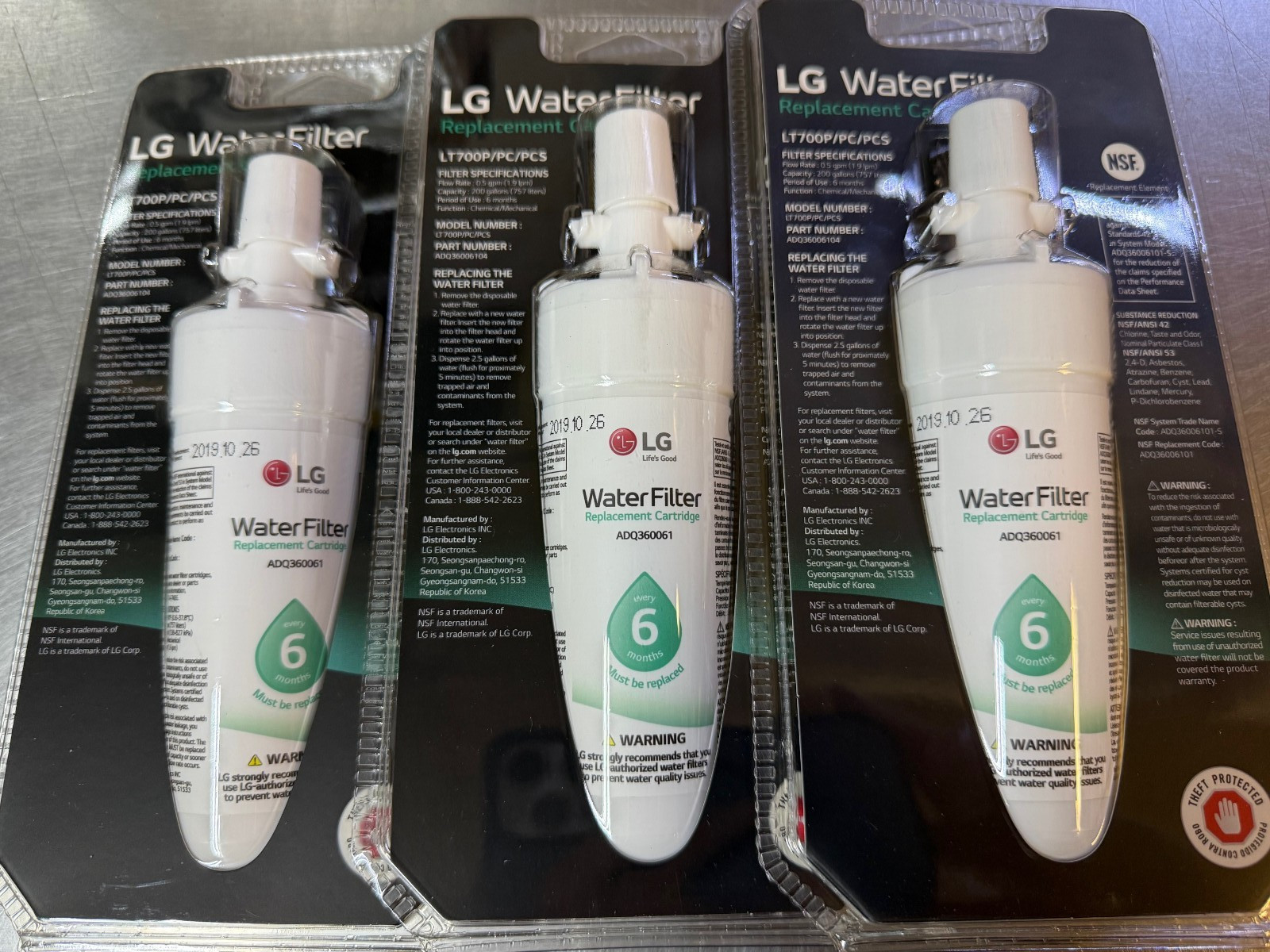 3ct Genuine LG LT700P/PC/PCS Refrigerator Replacement Water Filter ADQ360061