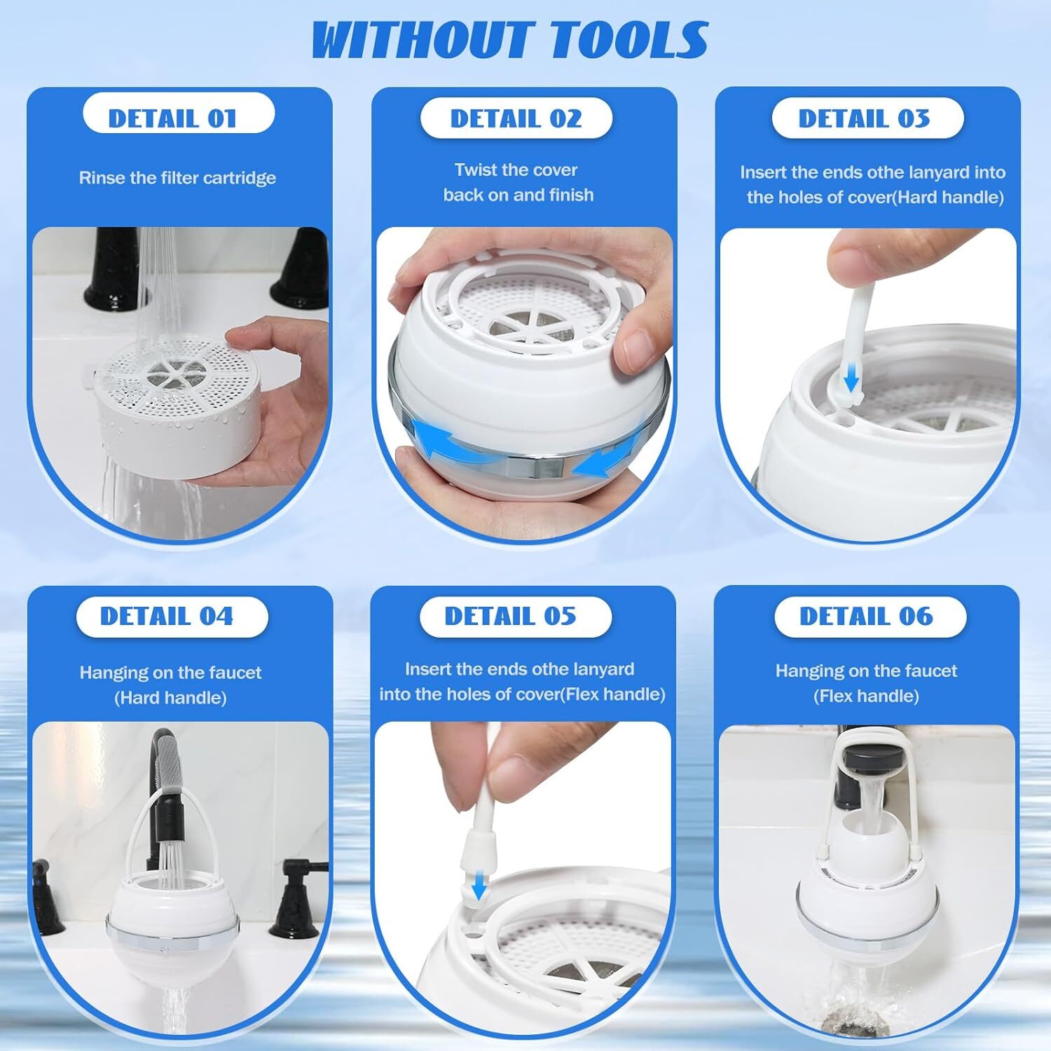 FEELSO Bath Filter for Tub Faucet, Bath Water Filter with 2 Filter Cartridges