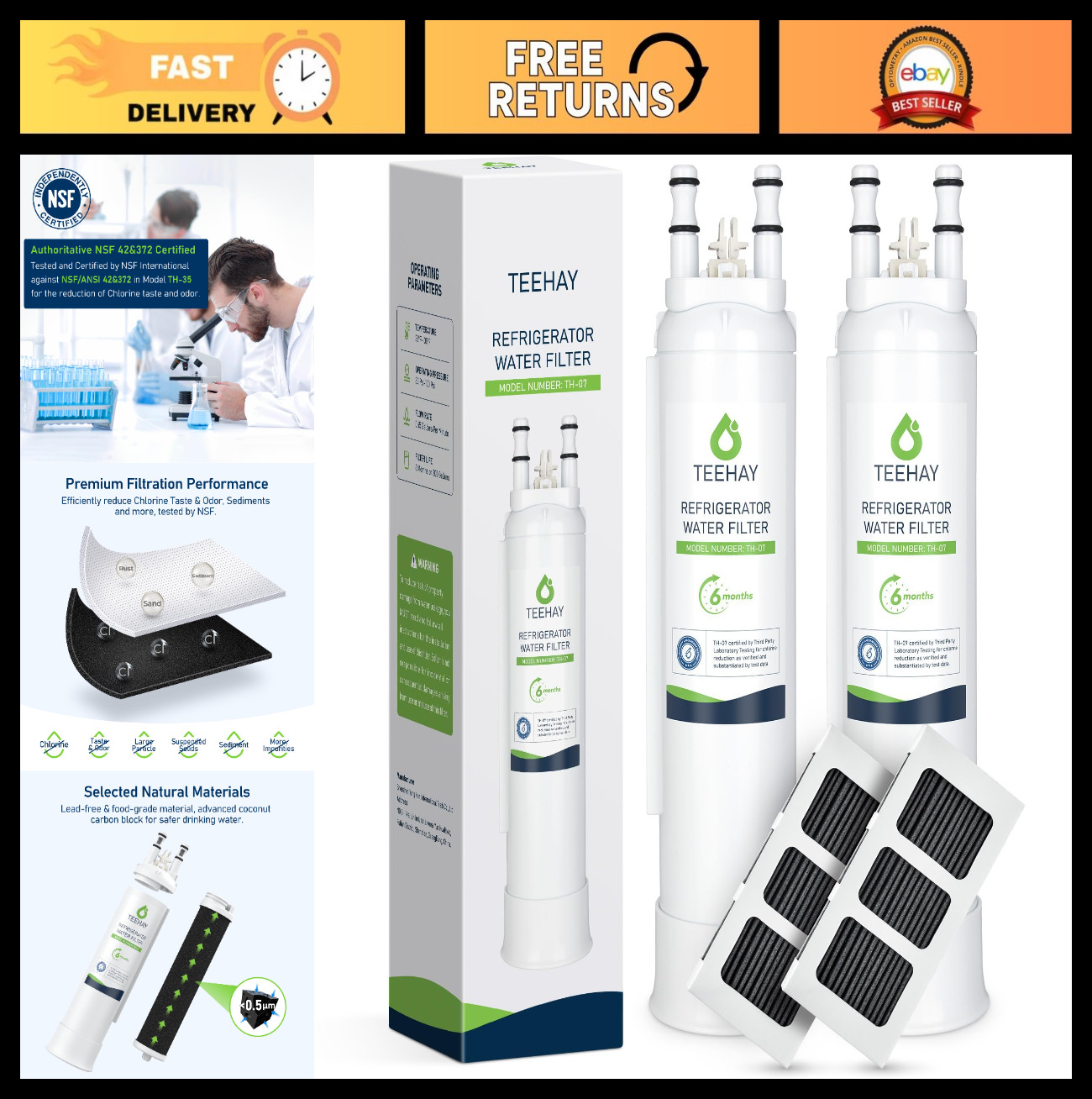 Water Filter & Air Filter Combo, Compatible with Frigidaire Models, 2 Pack