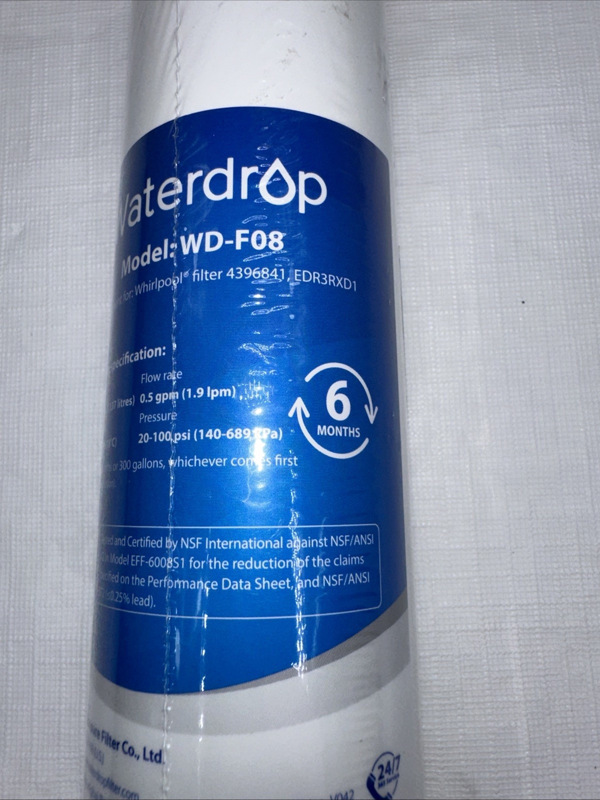 WaterDrop Model: WD-F08 Replacement Refrigerator Water Filter Brand New (Sealed)