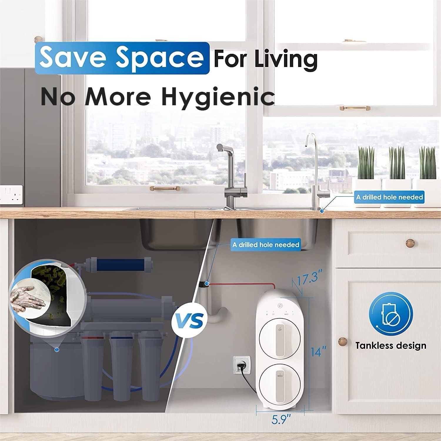 Waterdrop G2P600 Reverse Osmosis System, 600 GPD, 7 Stage Tankless Water Filter