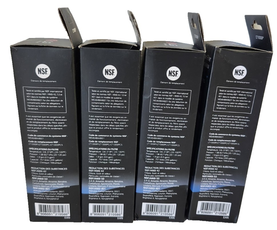 4x Genuine LG LT1000P ADQ747935 NSF Water Filter Fridge Replacement Cartridges