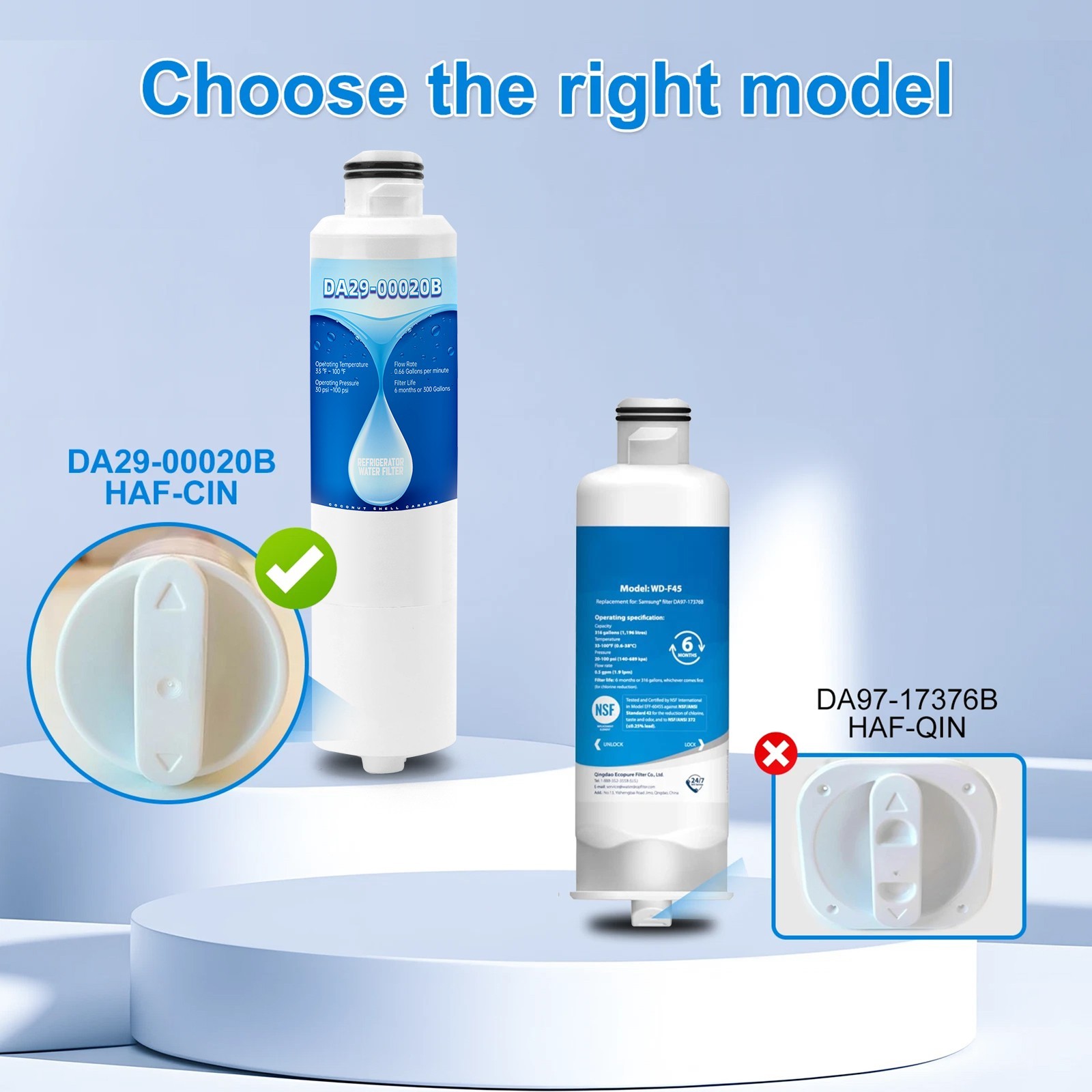 DA29-00020B HAF-CIN/EXP Refrigerator Water Filter Fit for Samsung, 4 Pack