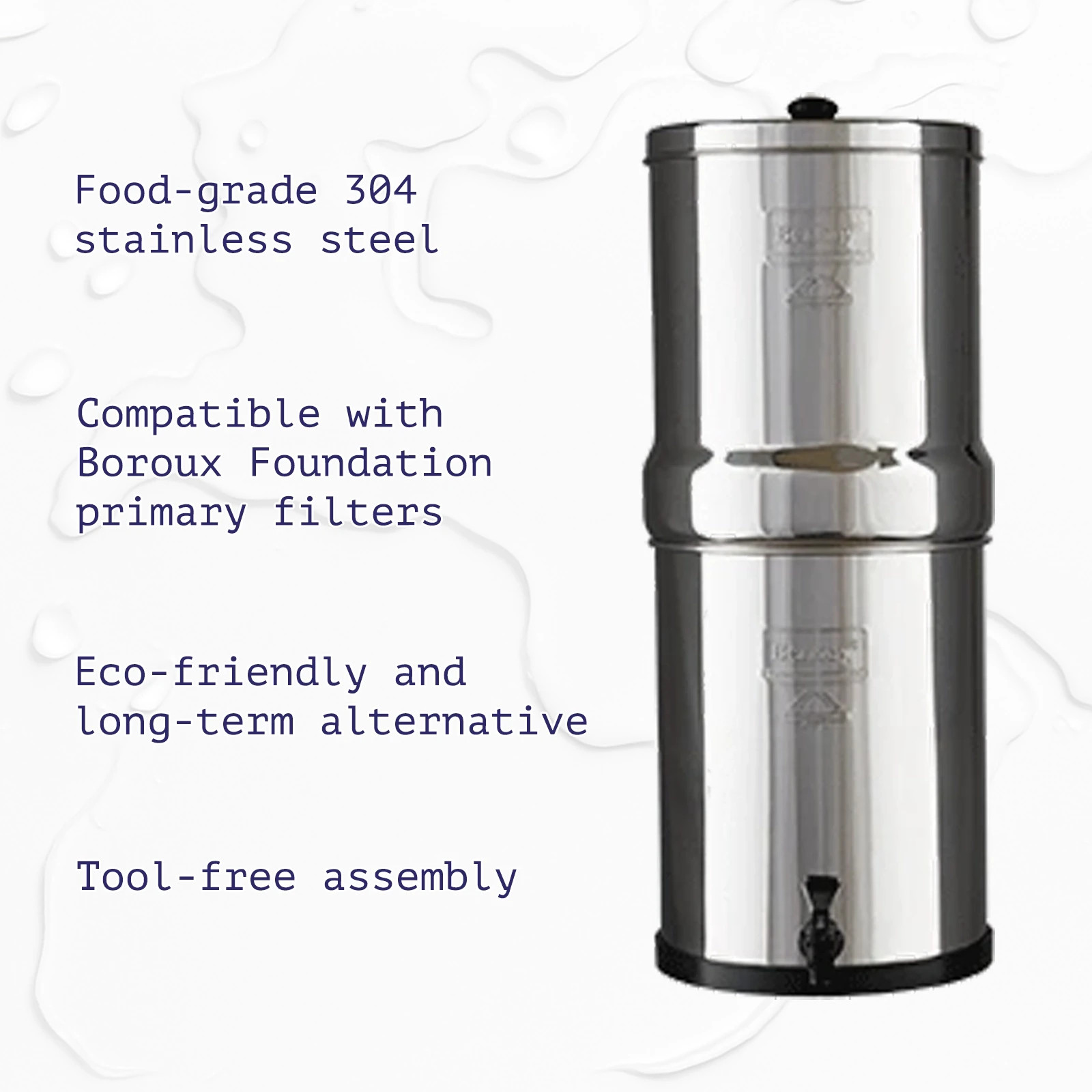 Big Berkey Unit/Housing – w/ BOROUX brand Black Filters