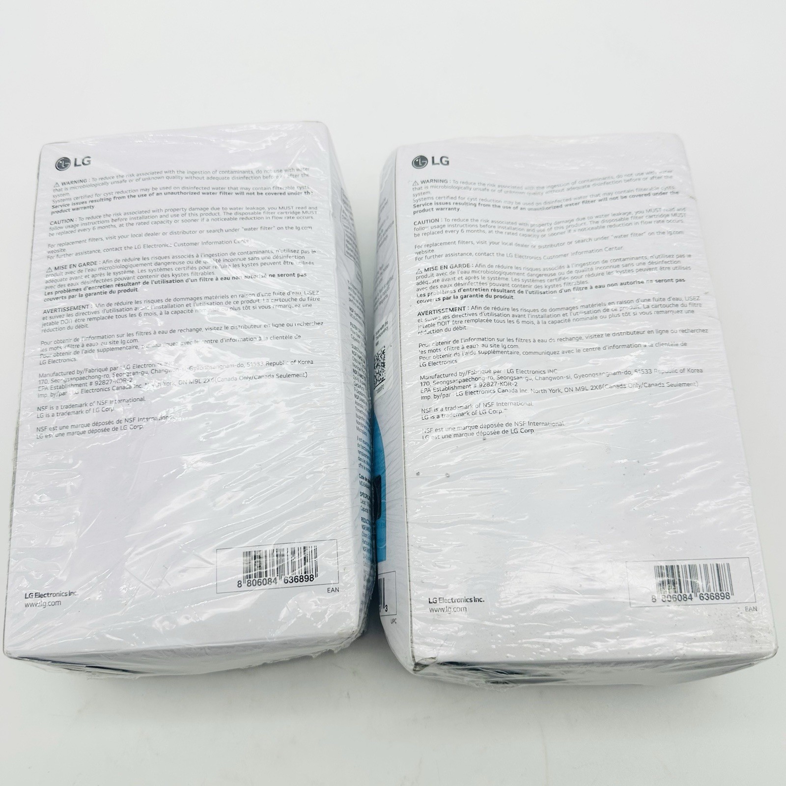 2 Pk 2x Genuine LG LT1000P2 6-Month / 200 Gal Refr Replacement Water Filter
