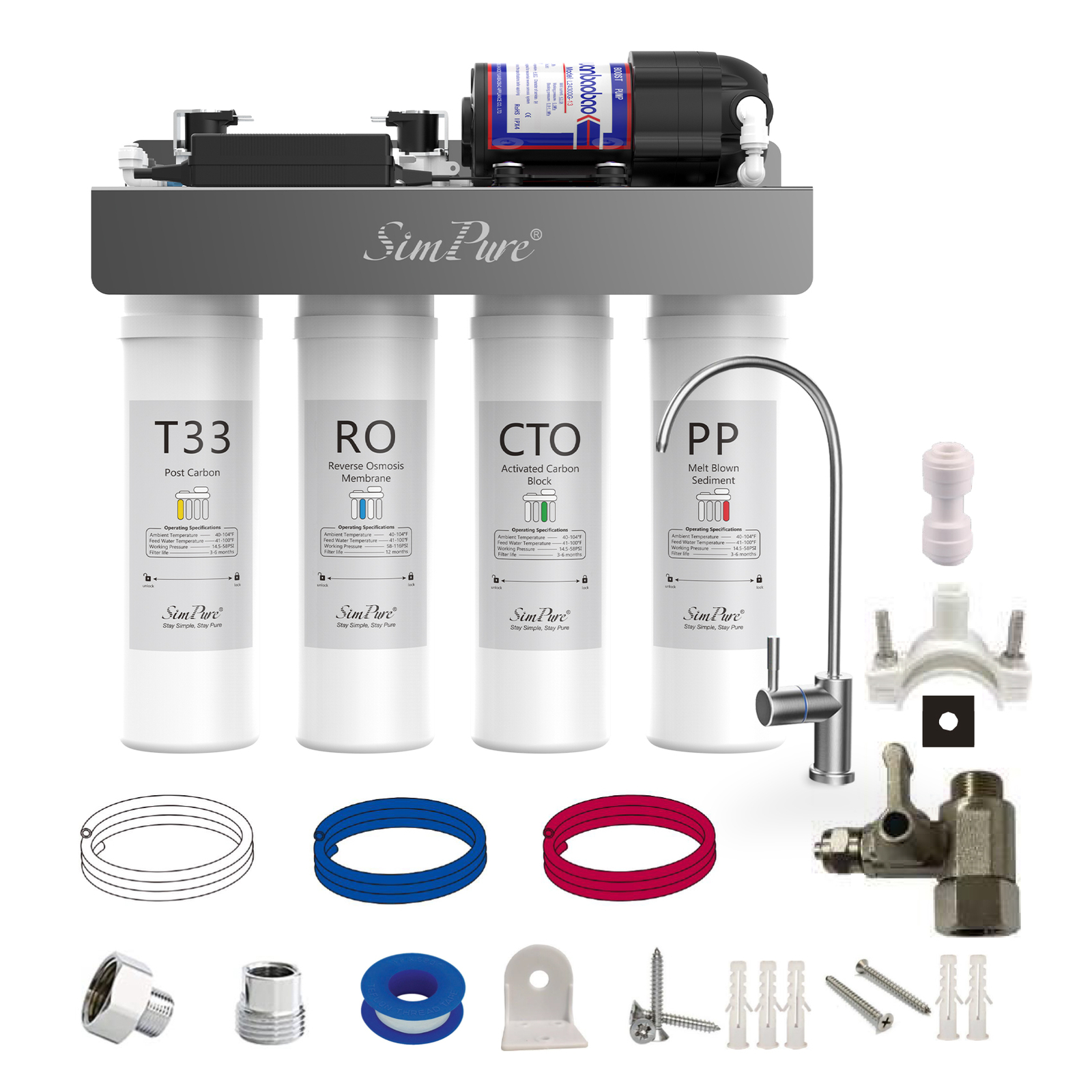 WP-400GPD UV Tankless Reverse Osmosis RO Water Filtration System Extra 4 Filters