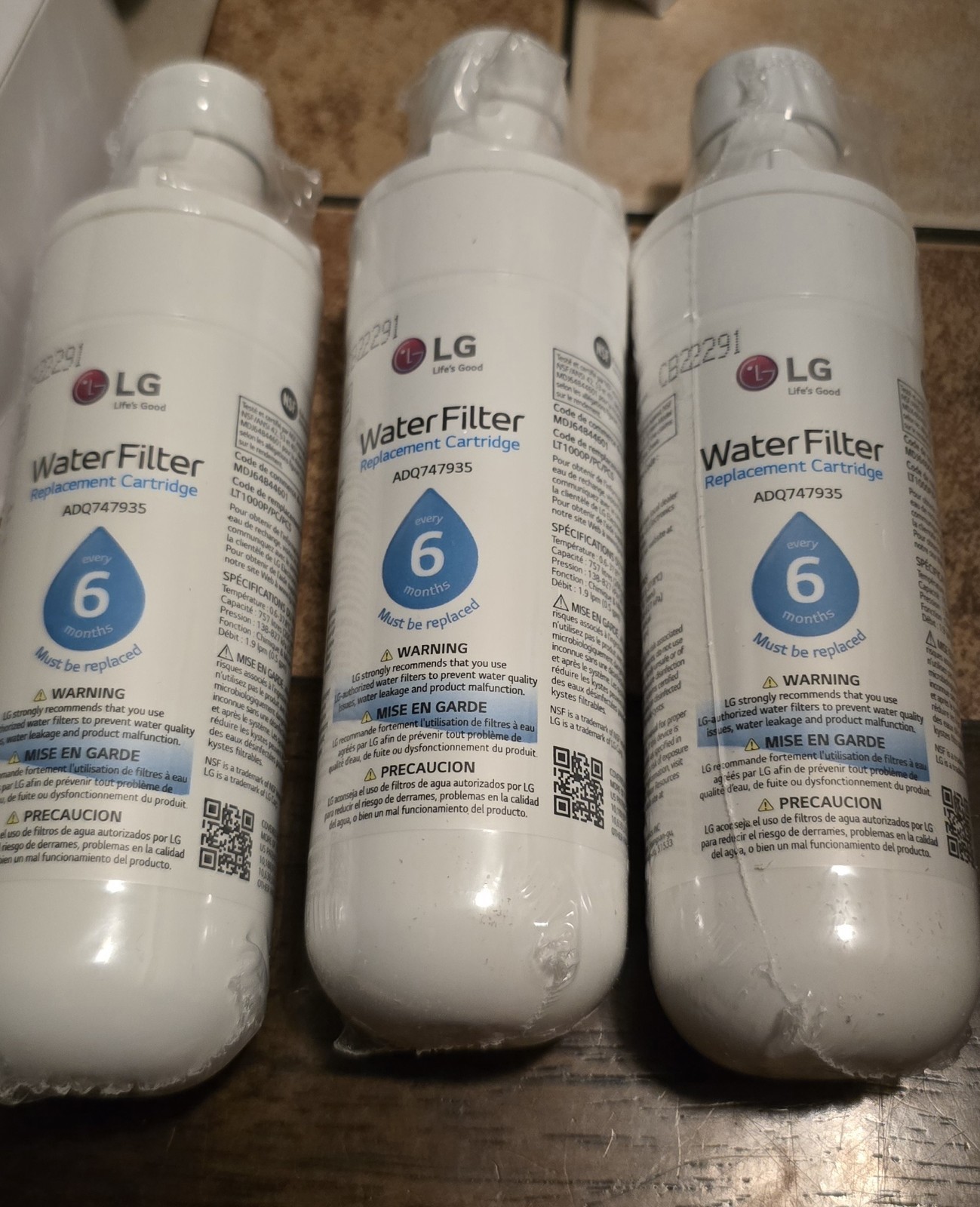 3 Pack LG LT1000P 6Month / 200Gal Capacity Replacement Refrigerator Filter Water