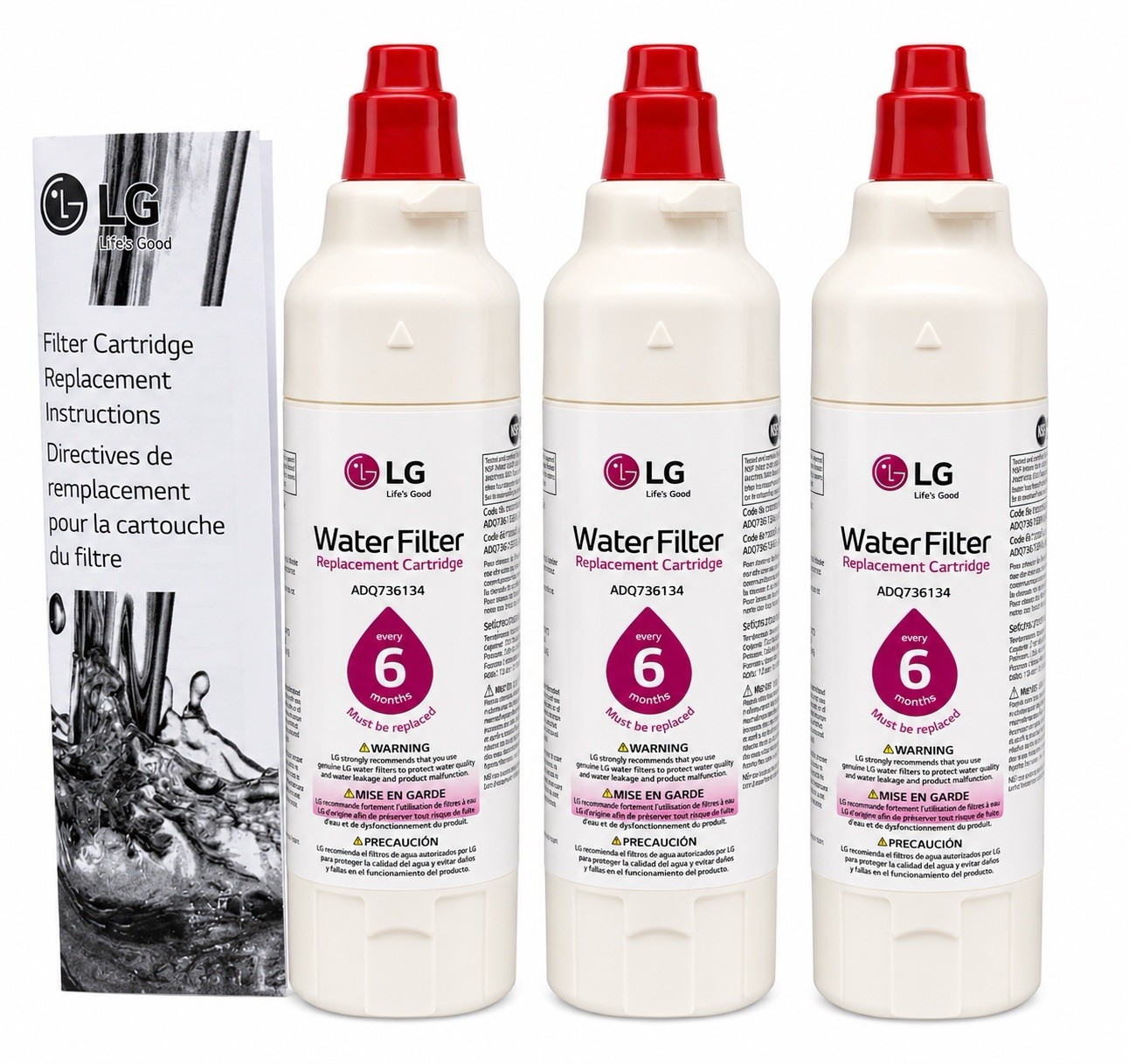 LG Genuine LG LT800P Refrigerator Water Filter Replacement for ADQ73613408- 3PK