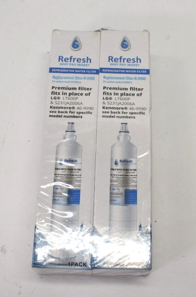 Lot of 2 Refresh Refrigerator Water Filters R-9990 Replacements For LG LT600P