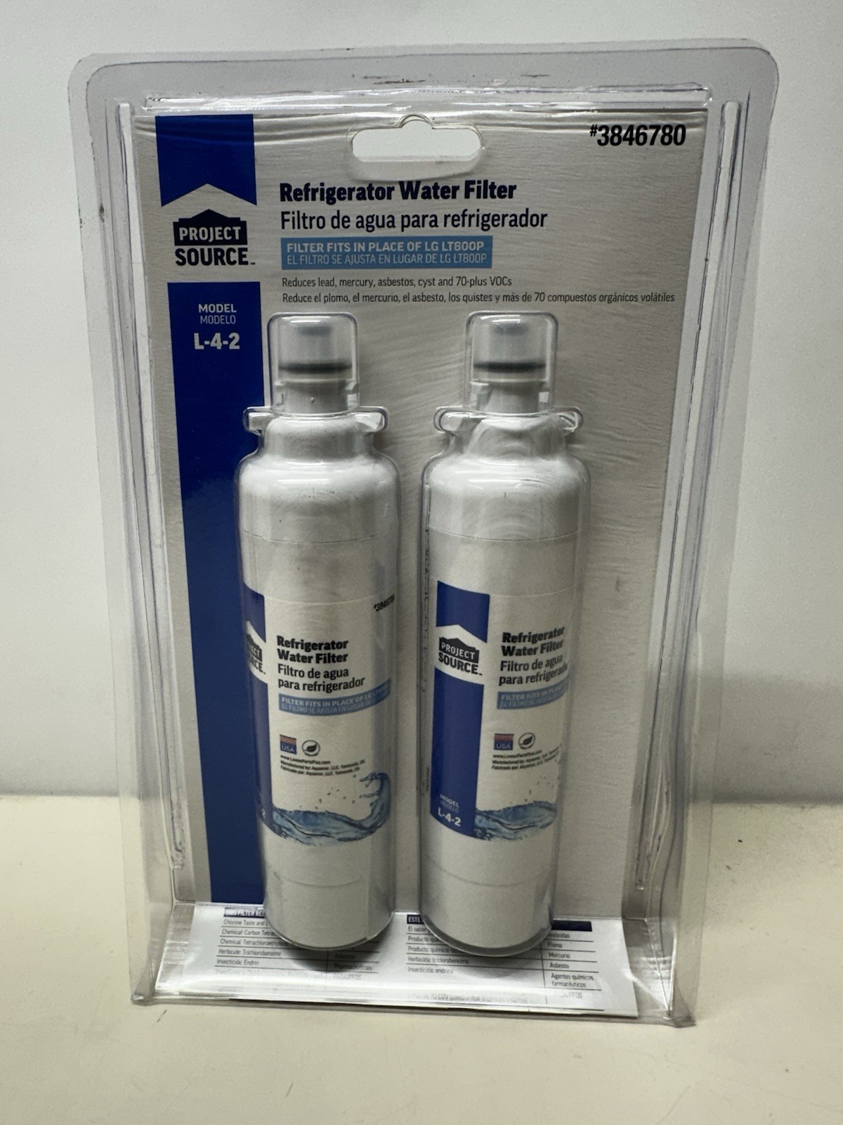 Project Source Twist In Refrigerator Water Filter L-4-2 Fits LG LT800P 2 Pack