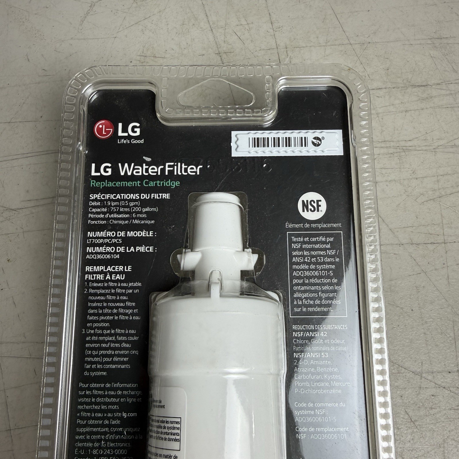 NEW Genuine LG LT700P/PC/PCS Refrigerator Replacement Water Filter ADQ360061