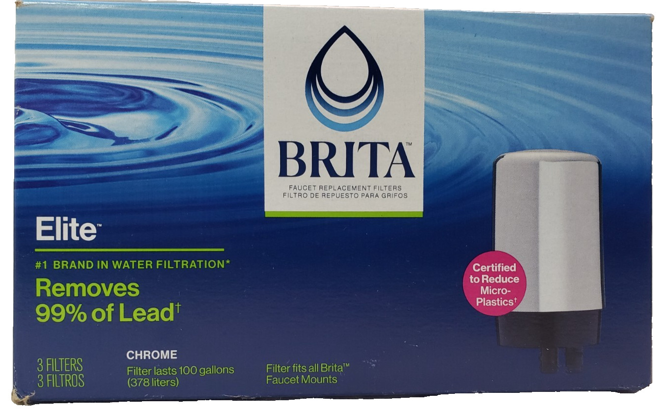 Brita Replacement Water Filter for Faucet Mount, Chrome, 3 Count