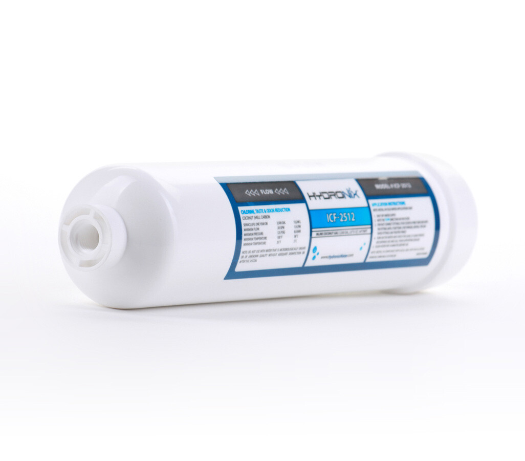 Inline RO Post Fridge Ice Coconut GAC Water Filter, 3500 Gal, 1/4″ NPT Ports