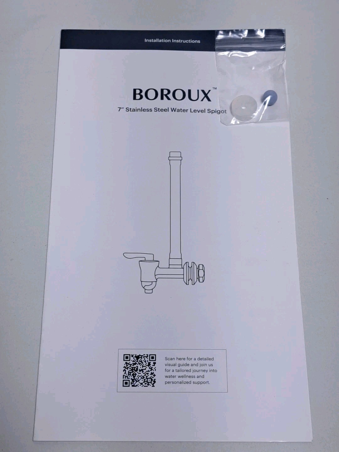 Boroux BX-SS-WVS-7-WH White Stainless Steel 7in Water Level Spigot
