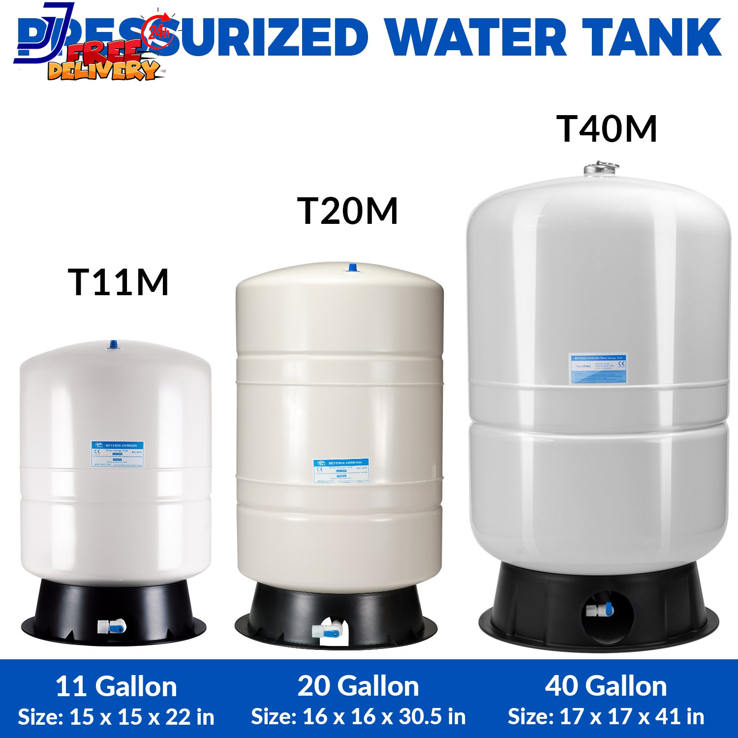 40 Gallon RO Tank Pre-Pressurized Water Storage Tank for Reverse Osmosis Systems