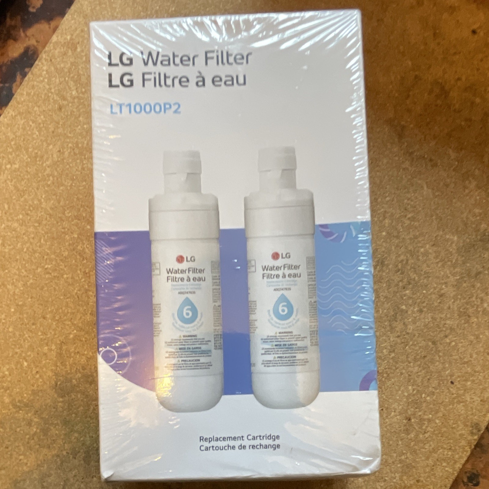 LG LT1000P2 Refrigerator Water Filter Cartridge, 2 Pack, Chlorine Taste/Odor
