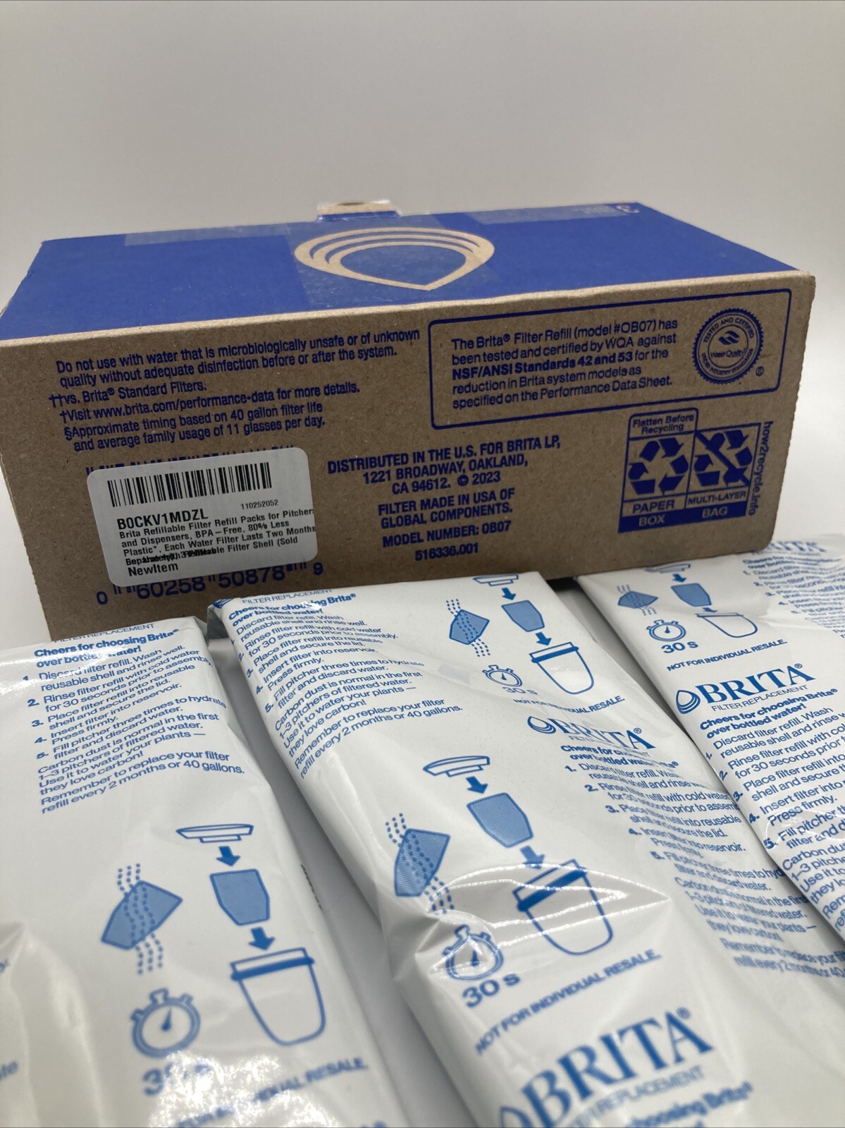 BRITA Refillable Water Filtration System Filter Refills 3 Count, Sealed Pack