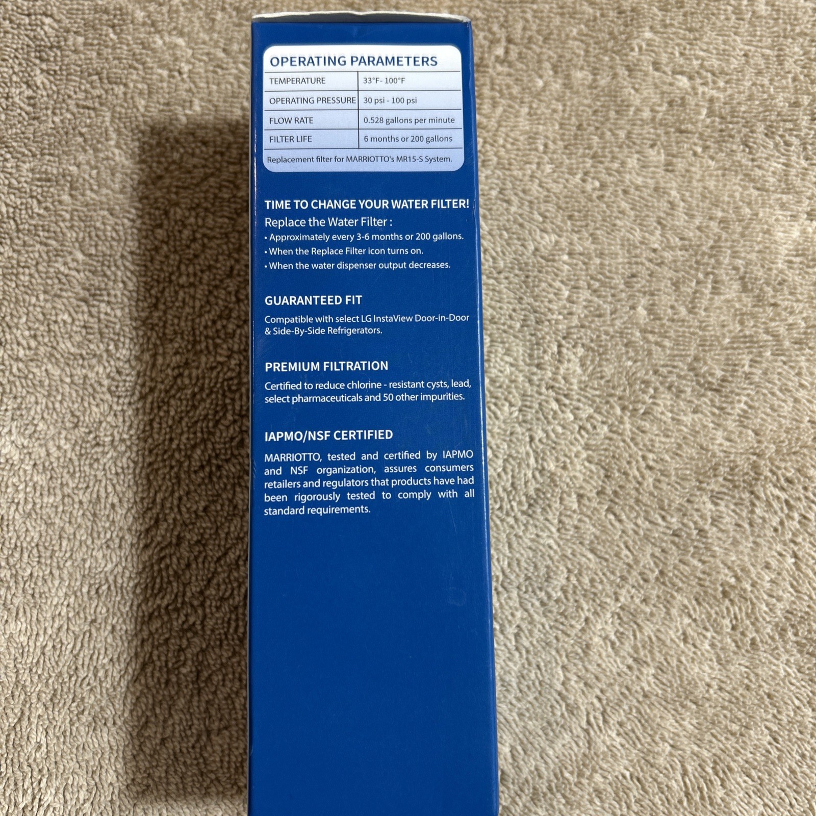 Marriotto | MR15 Refrigerator Water Filter Replacement LG LT1000P ADQ747935 New
