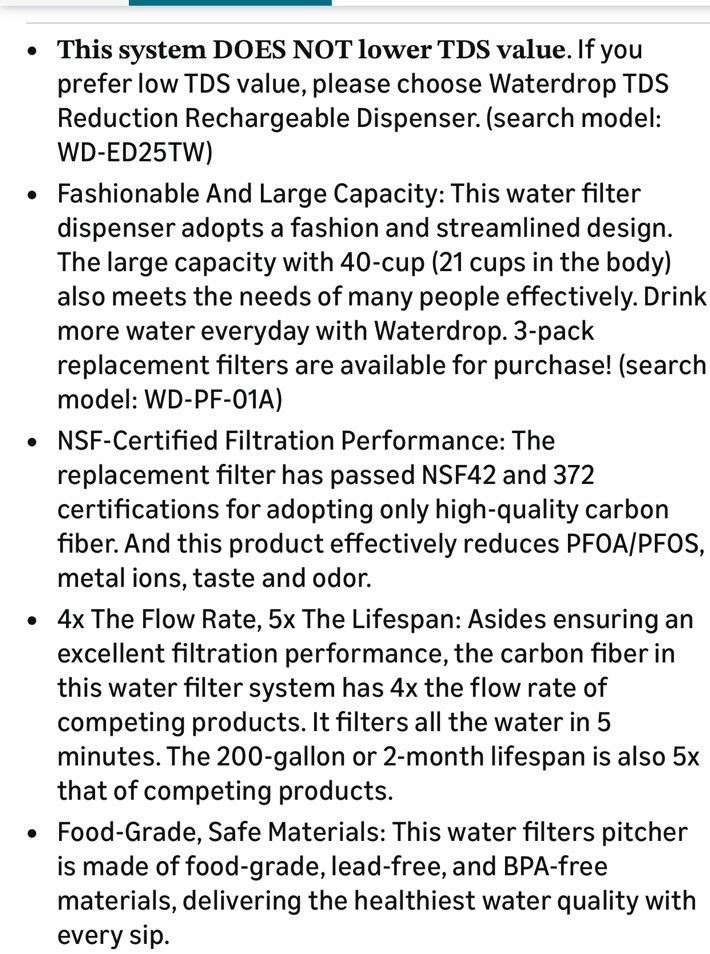 WFD-22L, WD- 200 Gal. Long-Life 40-Cup Large Water Filter Dispenser with 1 Filte
