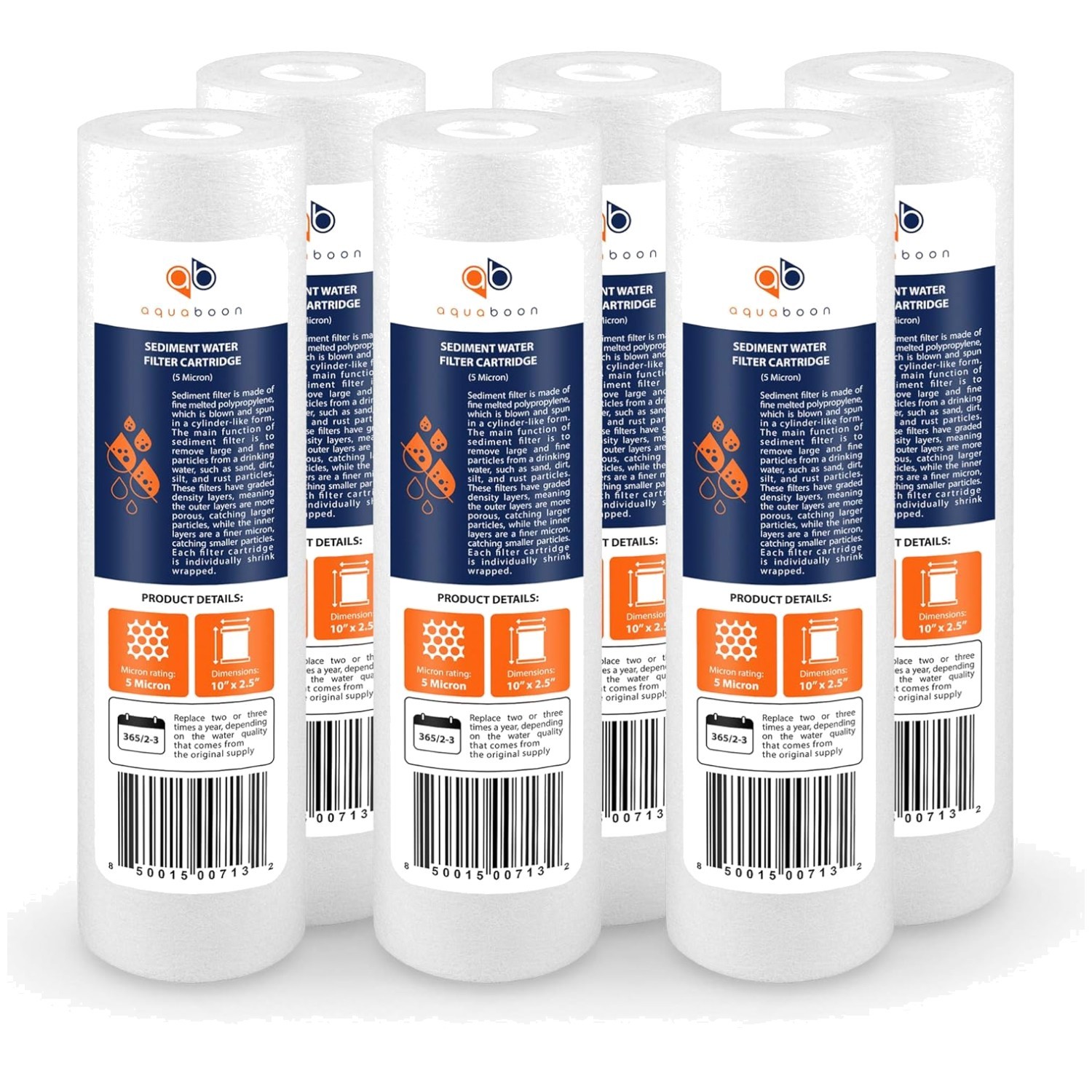 5 Micron Sediment Filter 10×2.5 – 6 Pack Replacement