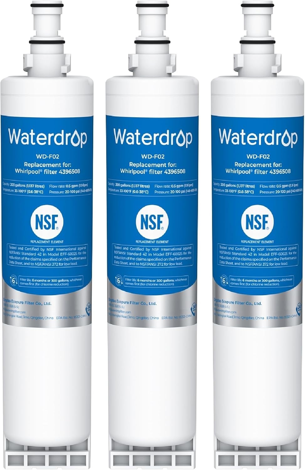 Refrigerator Water Filter 3 Pack Lead Free Material for Easy Installation