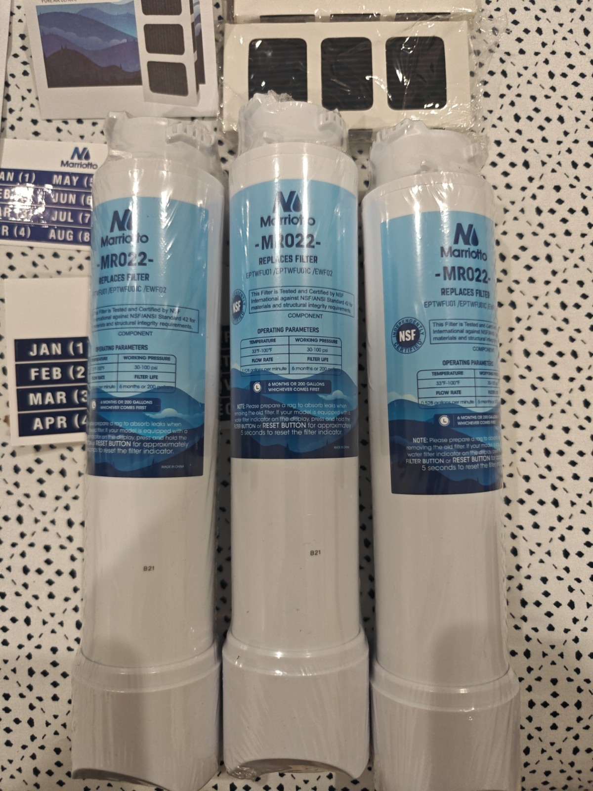 Marriotto MR022 Replacement Water Filter with Air Filter 3 Pack And Mr24 Filters