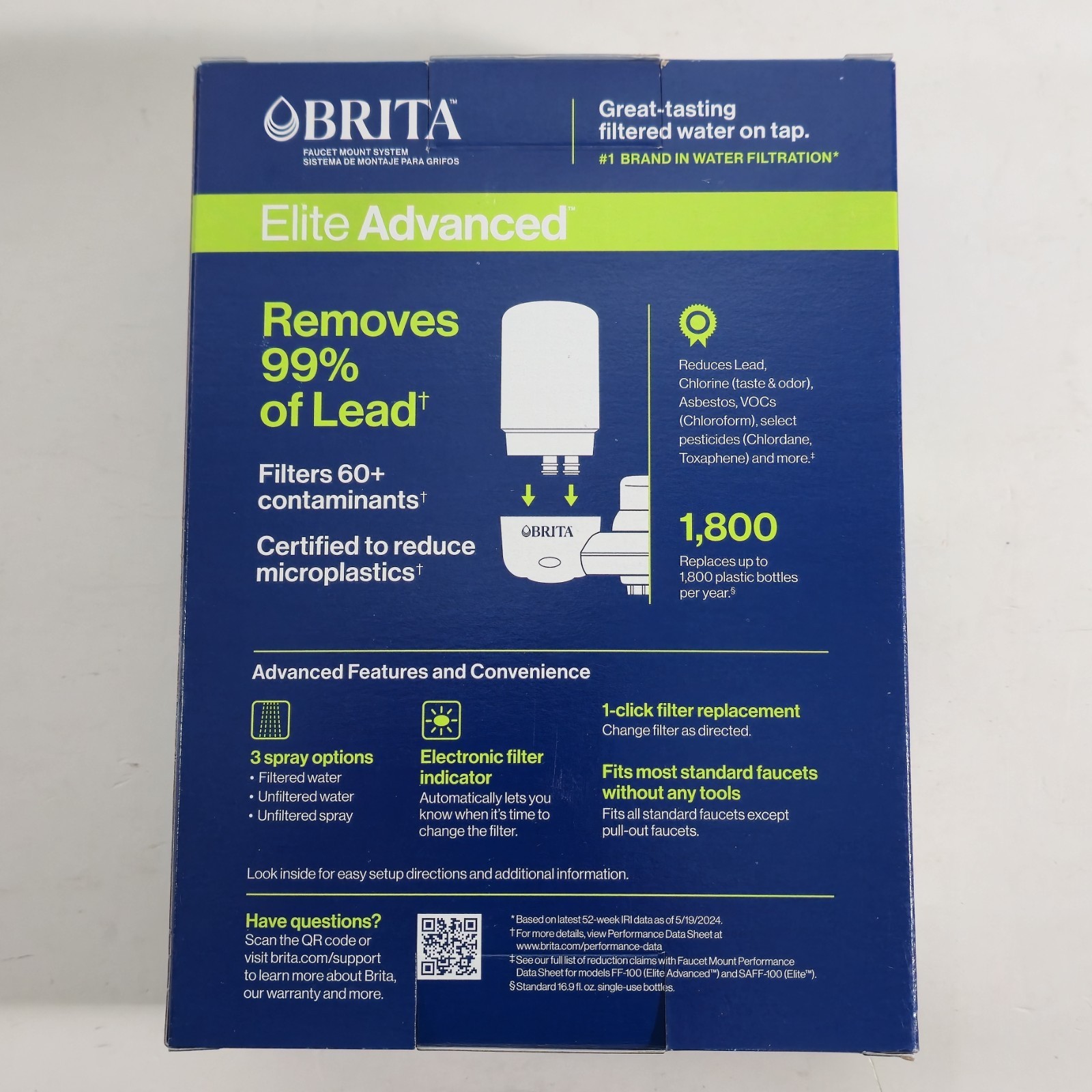 Brita Faucet Water Filter System Elite Advanced 3 Spray Options White FF-100