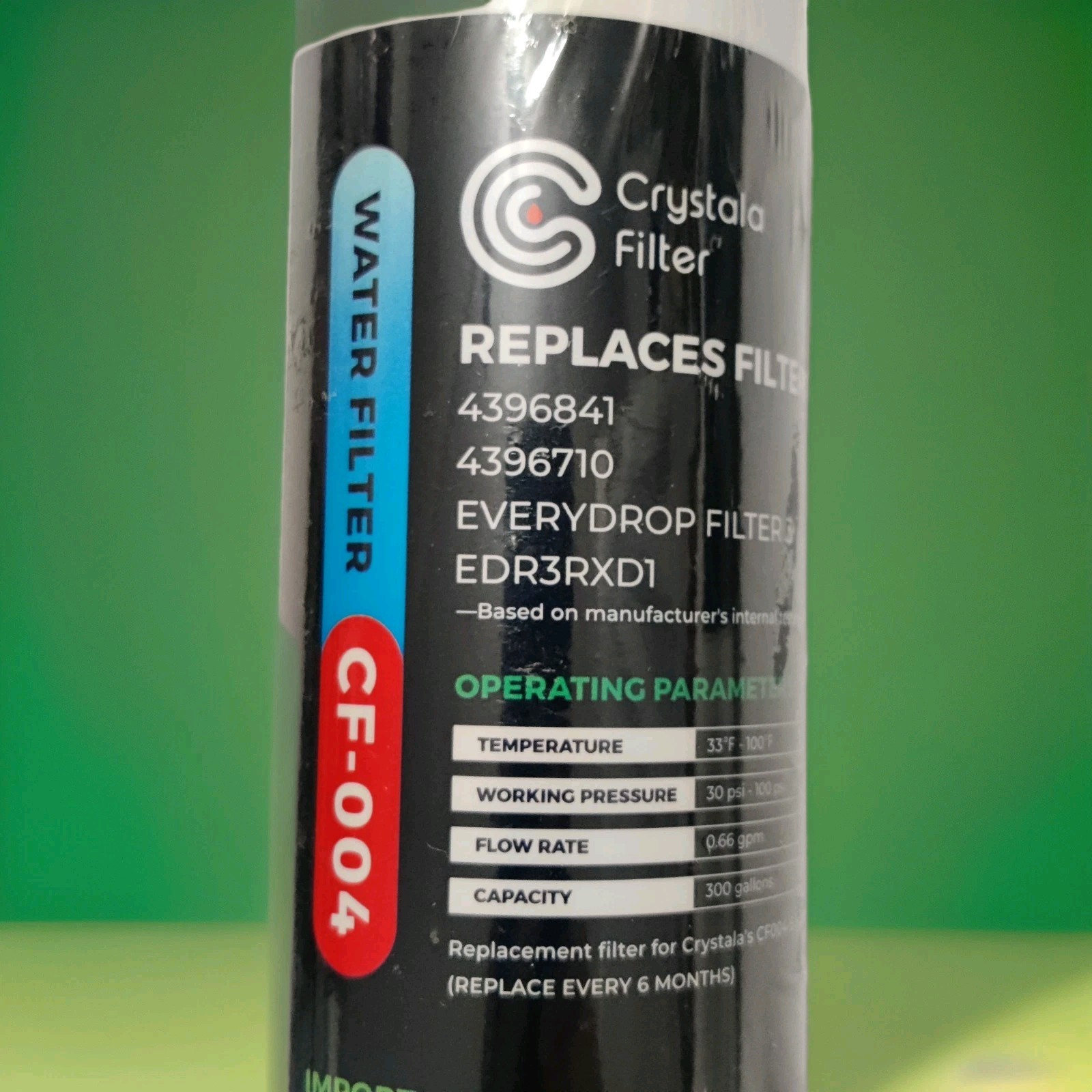 (2) Pack Crystala Filter CF-004 Refrigerator Replaces EDR3RXD1 4396841 4396710-