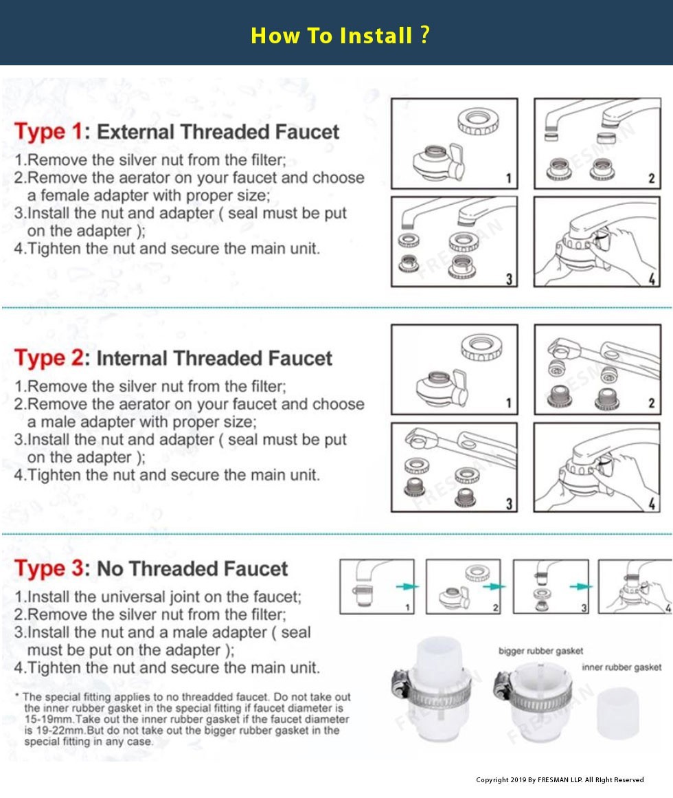 Tap Water Faucet Filter Purifier,Lead Chlorine Remover ABS Food Grade Material