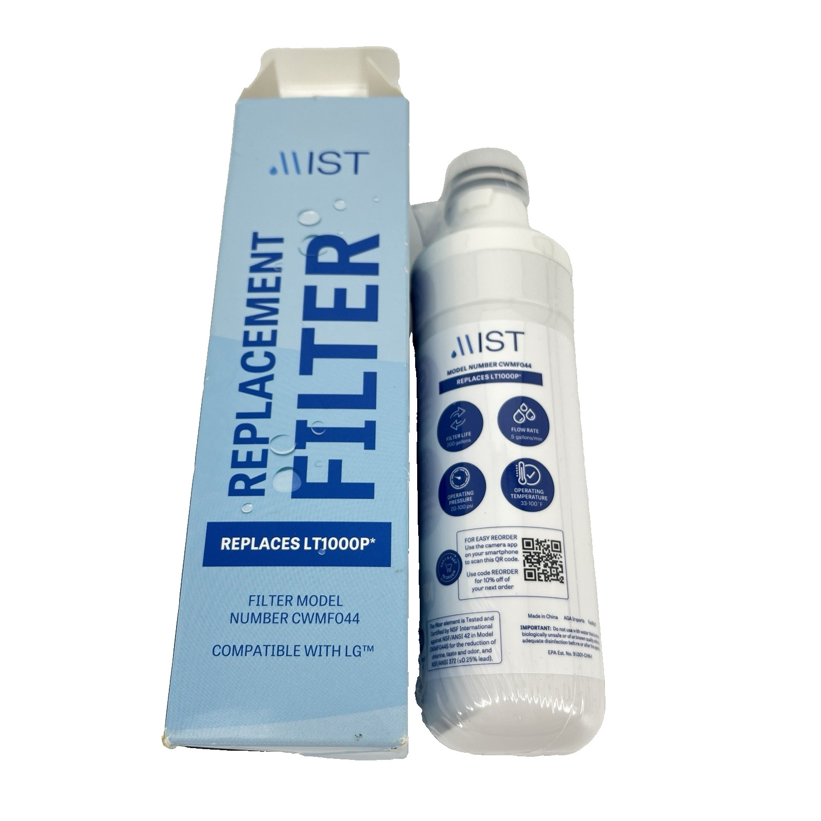 Mist LT1000P Water Filter Replacement, Compatible For LG Model CWMF044